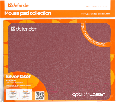 Коврик для мыши Defender Silver Opti-Laser / 50410 (бордовый)