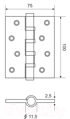 Петля дверная Arni 100x75 AB (разъемная левая)