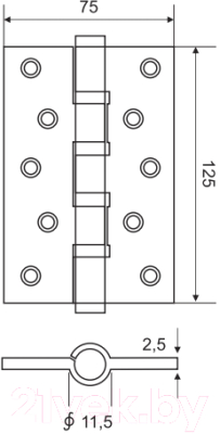 Петля дверная Arni MS5030C-4BB SN (125x75)