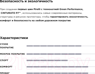 Летняя шина Pirelli Cinturato P7 245/50R19 105W Run-Flat BMW