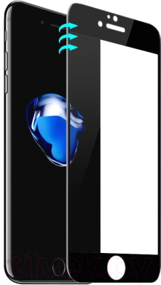 Защитное стекло для телефона Case 3D для iPhone 7 (черный глянец)