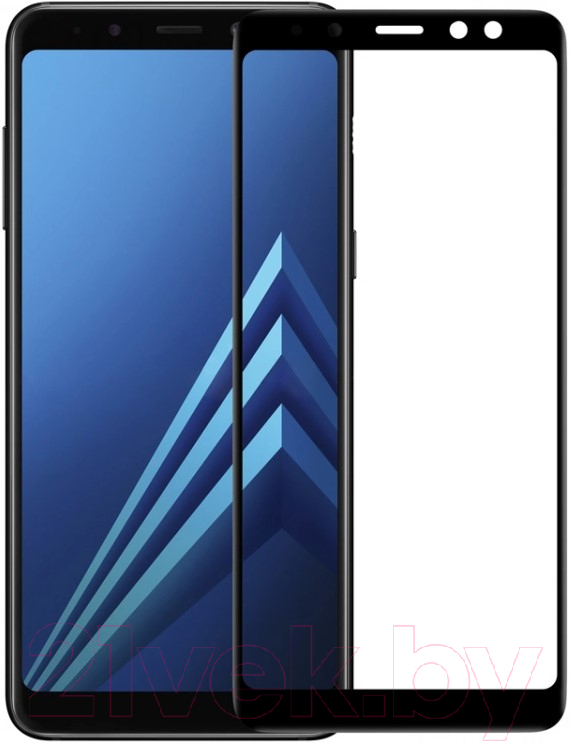 Защитное стекло для телефона Case 3D для Samsung Galaxy A8 2018 (черный глянец) — фото 1