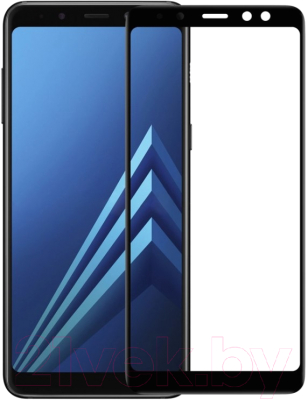 Защитное стекло для телефона Case 3D для Samsung Galaxy A8 2018 (черный глянец)
