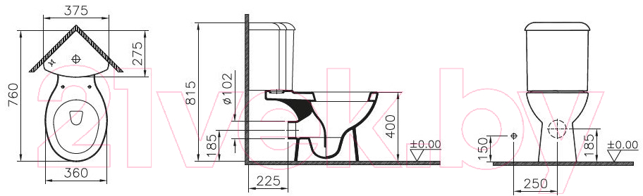 Унитаз напольный VitrA Arkitekt / 9754B003-7201