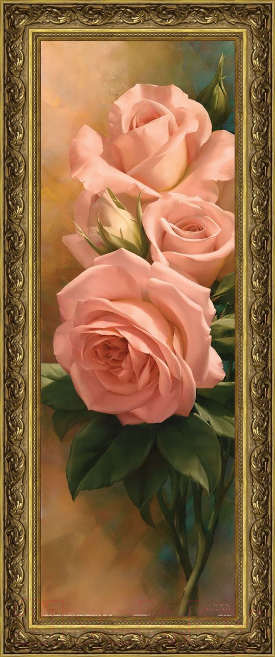 Картина Декарт Нежные розовые розы 30х90 2 8Л0498 (в раме)