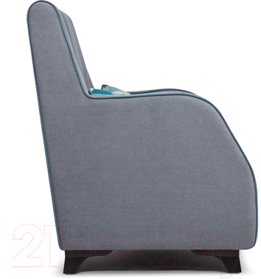 Кресло мягкое Woodcraft Шеффилд светло-серый велюр (голубой велюр (кант)/Romb A03)