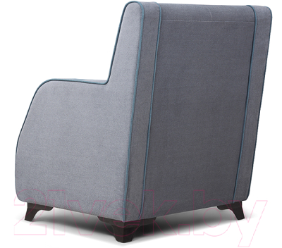 Кресло мягкое Woodcraft Шеффилд светло-серый велюр (голубой велюр (кант)/Romb A03)