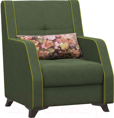 Кресло мягкое Woodcraft Шеффилд темно-зеленый велюр (зеленый велюр(кант)/FeliciaBrown)