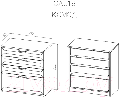 Комод ВасКо Соло 019-3104 (венге/дуб молочный)