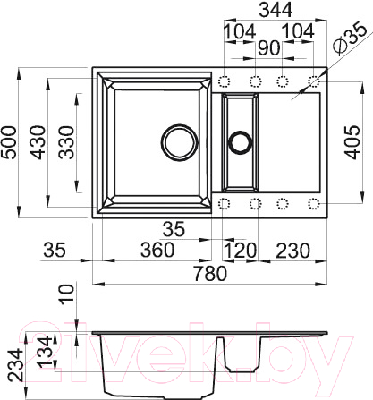 Мойка кухонная Elleci Easy 325 Tortora G43 / LGY32543 — фото 2
