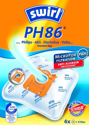 Комплект пылесборников для пылесоса Swirl PH86/4 MP Plus Airspace