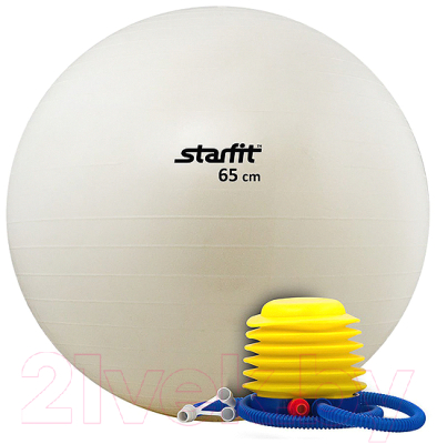 Фитбол гладкий Starfit GB-102 65см с насосом (белый)