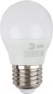 Лампа ЭРА smd Р45-6w-840-E27_eco / Б0020630