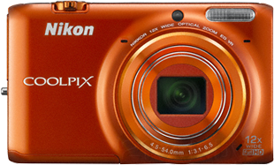 Компактный фотоаппарат Nikon Coolpix S6500 (Orange) - вид спереди
