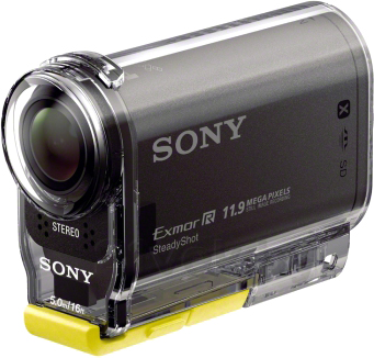 Экшн-камера Sony HDR-AS30VE - общий вид в защитном корпусе