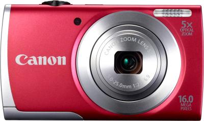 Компактный фотоаппарат Canon PowerShot A3500 (красный) - вид спереди