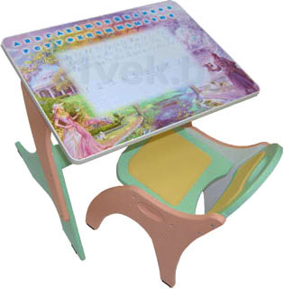 Комплект мебели с детским столом Tech Kids Зима-лето 14-388 (салатовый и розовый) - общий вид