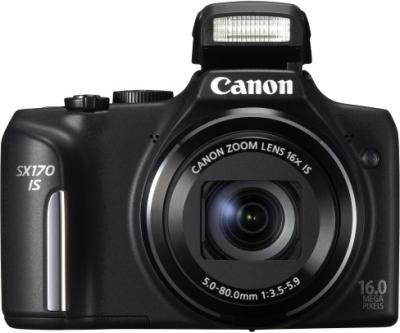 Компактный фотоаппарат Canon PowerShot SX170 IS (черный) - вид спереди