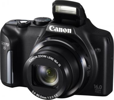 Компактный фотоаппарат Canon PowerShot SX170 IS (черный) - общий вид