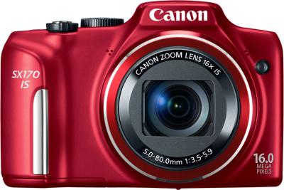 Компактный фотоаппарат Canon PowerShot SX170 IS (красный) - вид спереди