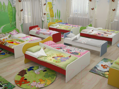 Односпальная кровать детская Славянская столица ДУ-КО12-7 (белый/зеленый)
