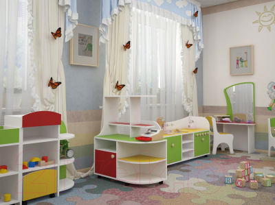 Односпальная кровать детская Славянская столица ДУ-КО16-12 (белый/зеленый)