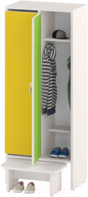 Шкаф для детской одежды Славянская столица ДУ-Ш2 (белый/желтый/зеленый)