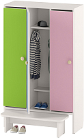 Шкаф для детской одежды Славянская столица ДУ-Ш3 (белый/желтый/зеленый/розовый) - 