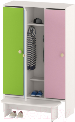 Шкаф для детской одежды Славянская столица ДУ-Ш3 (белый/желтый/зеленый/розовый)