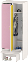 Шкаф для детской одежды Славянская столица ДУ-ШР2-1 (белый/розовый/желтый) - 