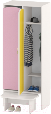 Шкаф для детской одежды Славянская столица ДУ-ШР2-1 (белый/розовый/желтый)