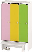 Шкаф для детской одежды Славянская столица ДУ-ШР3-1 (белый/розовый/желтый/зеленый) - 