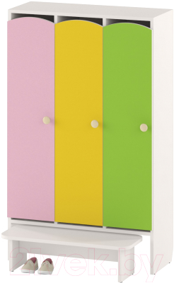 Шкаф для детской одежды Славянская столица ДУ-ШР3-1 (белый/розовый/желтый/зеленый)