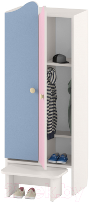 Шкаф для детской одежды Славянская столица ДУ-ШР2-2 (белый/синий/розовый)