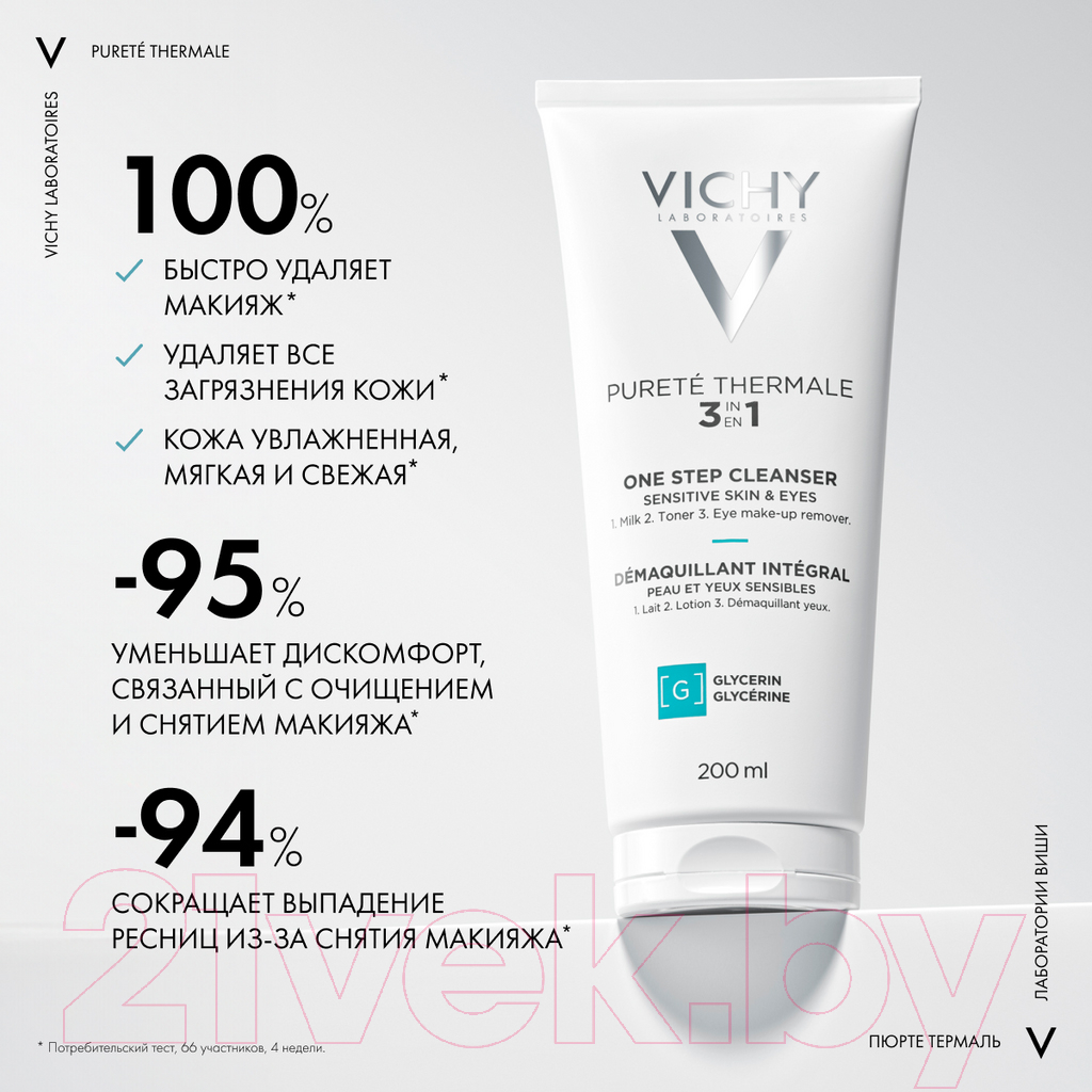 Молочко для снятия макияжа Vichy Purete Thermale универсальное 3 в 1