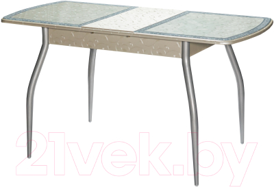 Обеденный стол Древпром Альба М38 113x71(143) (металлик/гобелен ст./цветы сер.)