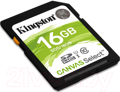 Карта памяти Kingston Canvas Select 80R SDHC (Class 10) UHS-I 16Gb (SDS/16GB)