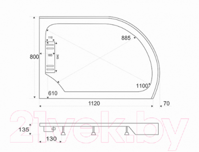 Душевой поддон BAS Кариба 120x80 R