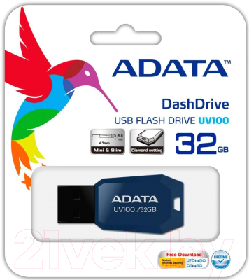 Usb flash накопитель A-data DashDrive UV100 Blue 32GB (AUV100-32G-RBL)