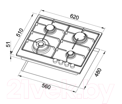 Газовая варочная панель Elleci Style 60 TCL Avena G 51 / PGSS60251WNG