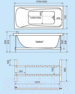 Ванна акриловая Triton Эмма 170x70 Стандарт (с гидромассажем)
