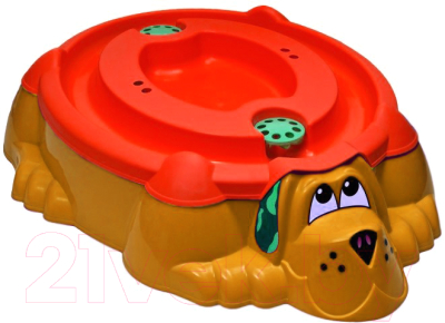 Песочница-бассейн PalPlay Собачка 432 с крышкой (оранжевый/красный)