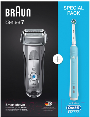 Электробритва Braun Series 7 7893s (+ зубная щетка Oral-B Pro 500)