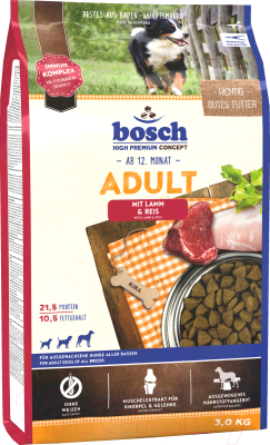 Сухой корм для собак Bosch Petfood Adult Lamb&Rice (3кг)