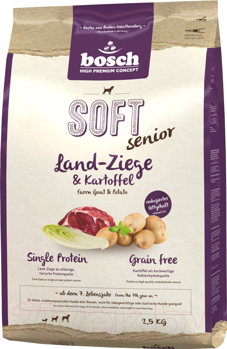 Полувлажный корм для собак Bosch Petfood Soft Senior Farm Goat&Potato (2.5кг)