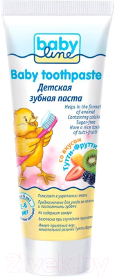 Зубная паста Babyline DB013 со вкусом Тутти-Фрутти, с повышенным содержанием кальция (75мл)