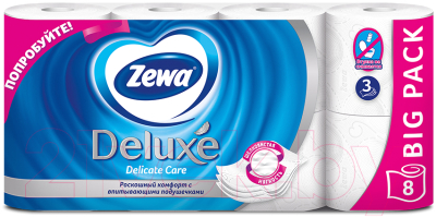 Туалетная бумага Zewa Deluxe Pure White (1x8рул)