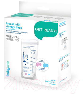 Набор пакетов для хранения молока BabyOno 1099 с индикатором температуры (20шт)
