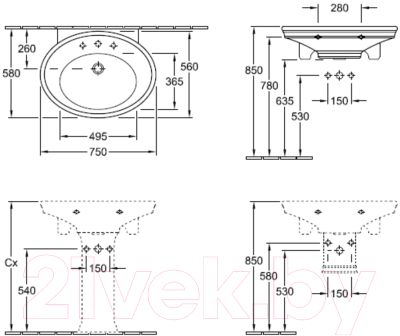 Умывальник Villeroy & Boch Amadea 7185-75-R1