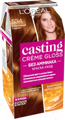 

Крем-краска для волос L'Oreal Paris, Шатен, Casting Creme Gloss 534
